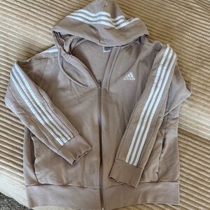 Adidas Beige Hoodie with White Stripes